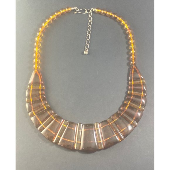 Jay King DTR Necklace 925 Graduated Amber Beaded Designer Signed - Picture 4 of 6